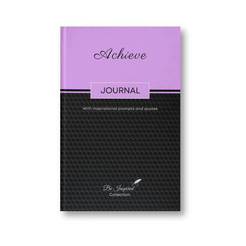 Front cover of the Achieve-themed inspirational journal.