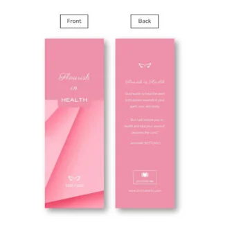 Matching bookmark for Flourish in Health Bible-themed journal – front and back view.