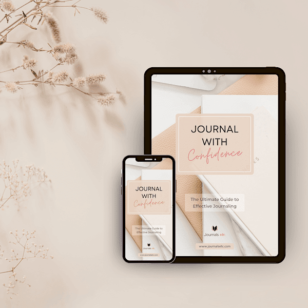 Journal With Confidence journaling guide displayed on 2 devices